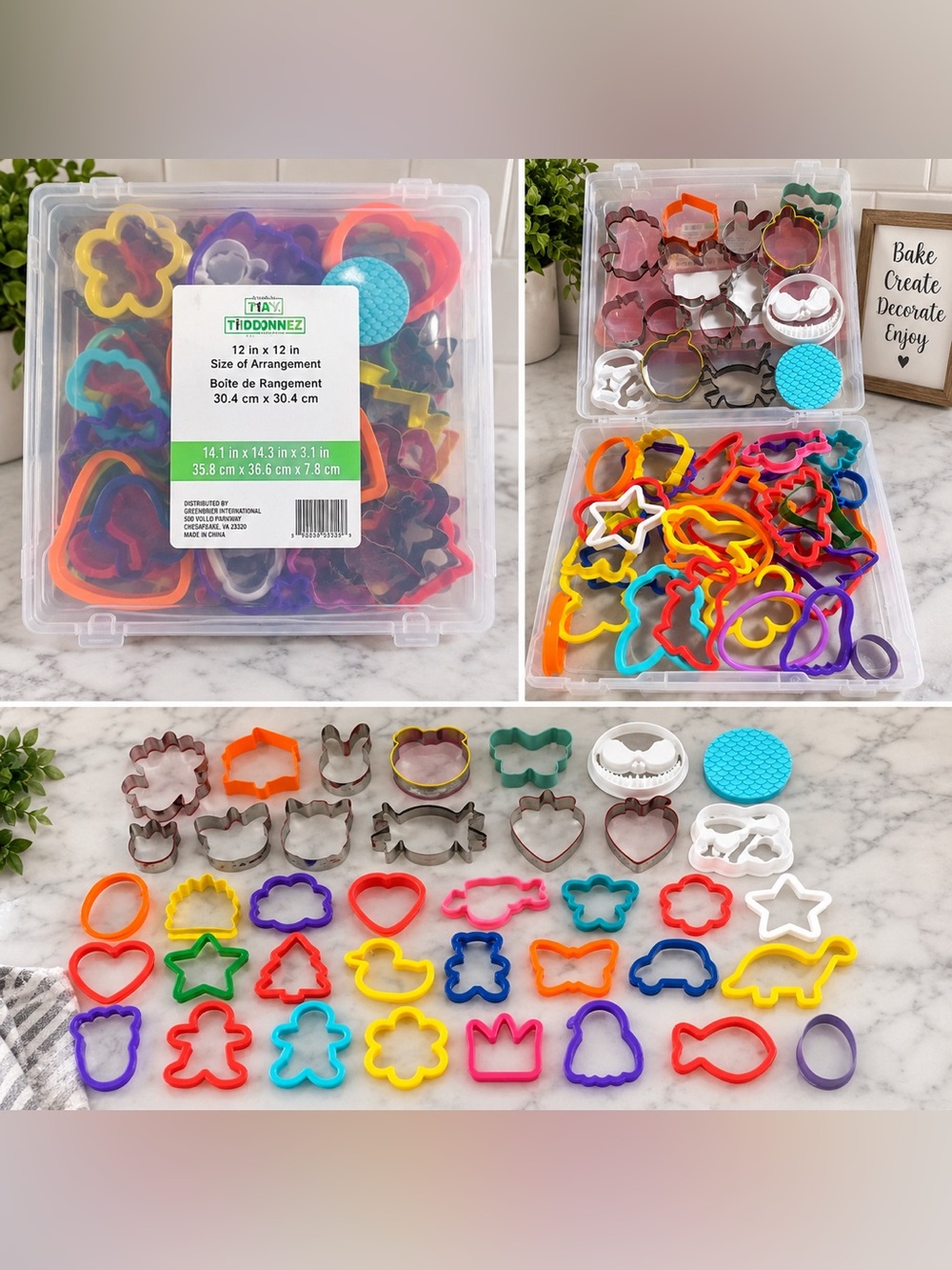46 Cookie Cutter Set Plastic & Metal Assorted Shapes w/ Storage Box 47 Pc Lot